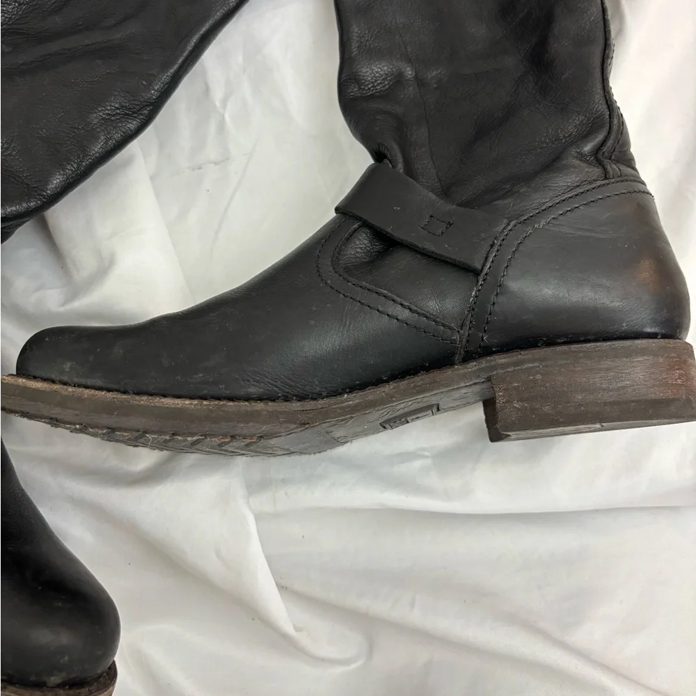 GUC FRYE sz9 Black Leather Veronica Slouch Tall Boots… - Picture 5 of 13